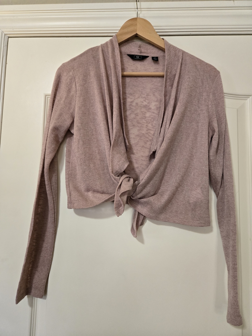 G by Giuliana Mauve Rose Tie-Front Lightweight Knit Shrug Fall Layering